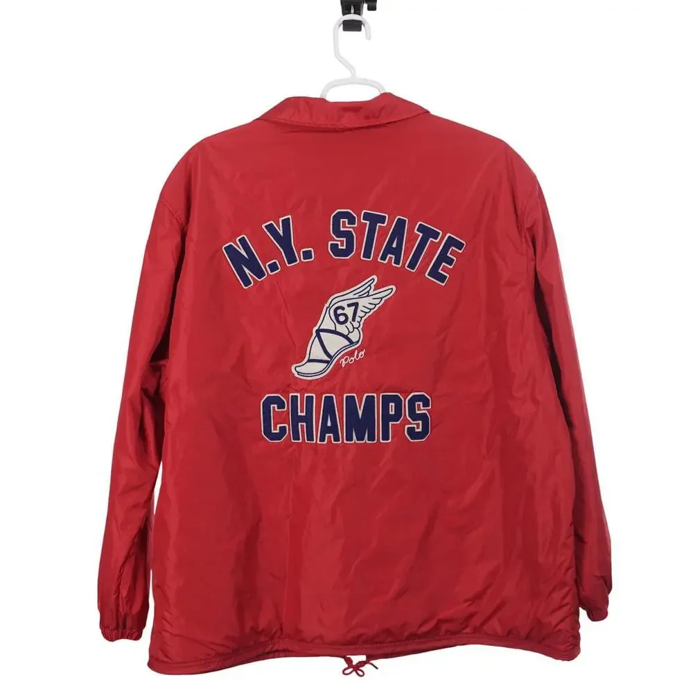 NWOT Polo Ralph Lauren Coach Jacket 3XB Red Nylon NY State Champs P Wing Snap
